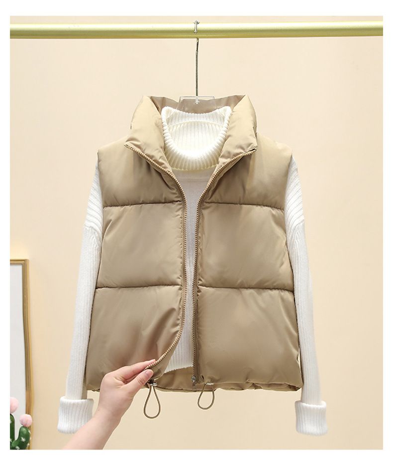 Gilet matelassé sans manches pour femme - Veste courte matelassée pour l'automne et l'hiver, superposition légère et chaude, tenue décontractée et de bureau_voghion.com