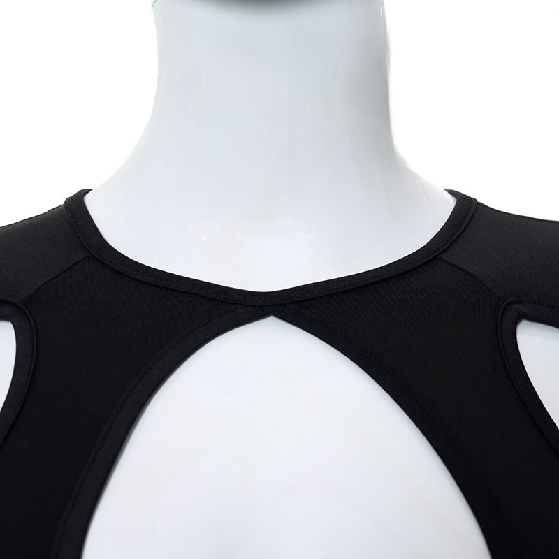 Abbigliamento da donna: nuovo top slim a maniche lunghe cavo in tinta unita con ombelico scoperto_voghion.com