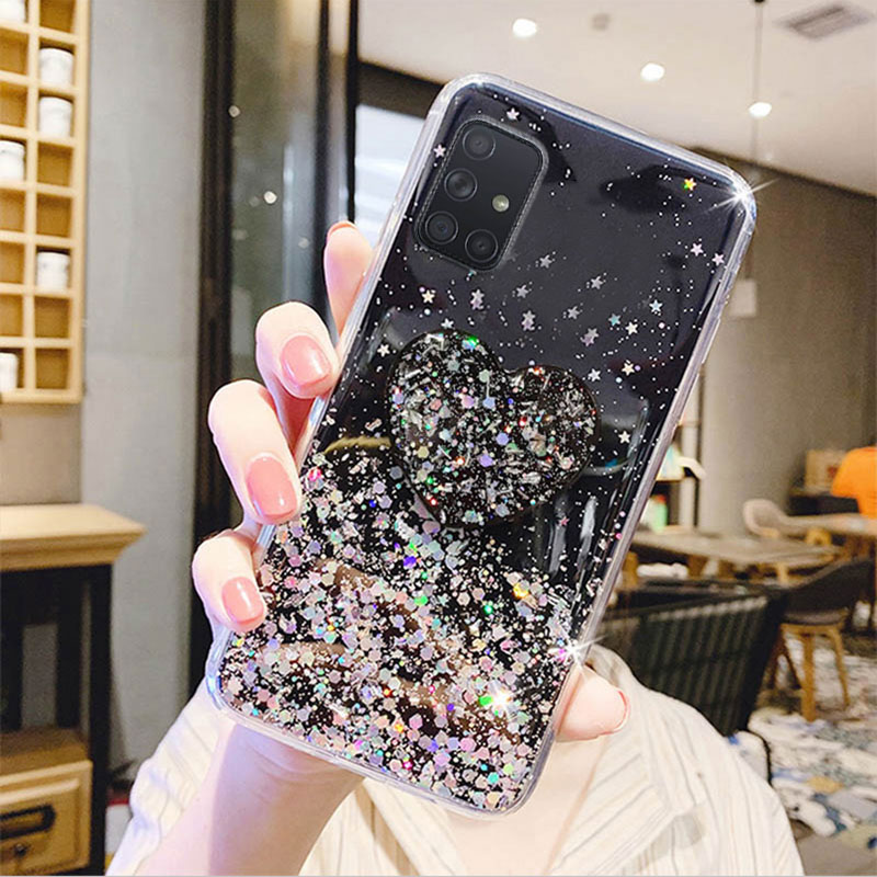 S21 Ultra Case Luxury Bling Glitter Heart Holder Cover For Samsung Galaxy S21 Ultra Plus S21Ultra S 21 Soft Silicone Cas_voghion.com