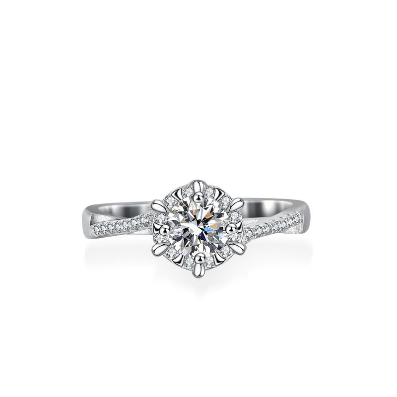 Nuovo anello da donna in argento puro con fiocco di neve e braccio ritorto, moda classica con moissanite_voghion.com
