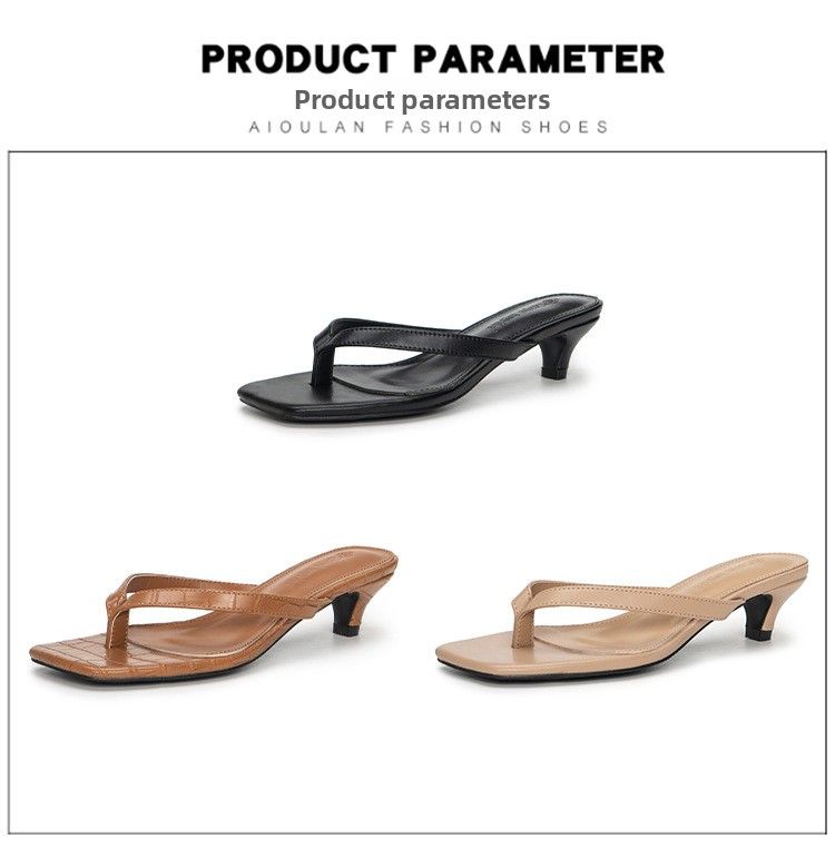 Square Flip-Flops French Style Kitten Women New Summer Mid-High Toe Clip Thin Heel Sandals For Utdoor Wear_voghion.com
