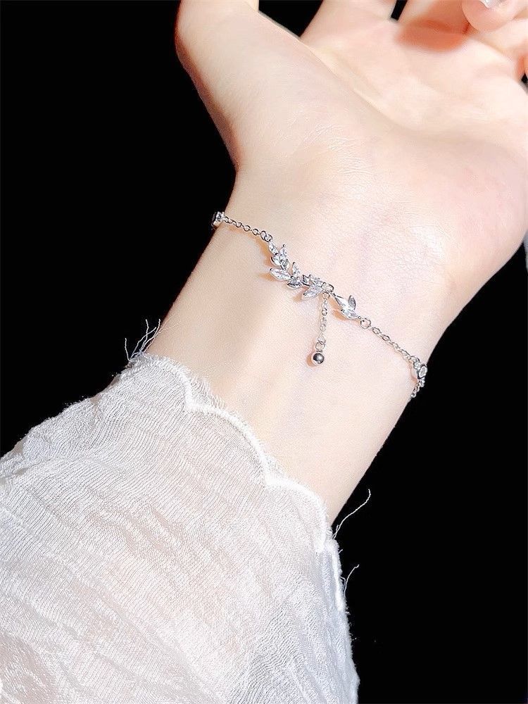 S Reines Silber Weizenohr Wald Stil Nischendesign Leichtes Luxus High-End-Feeling Friedensarmband Geschenk für Freundin_voghion.com