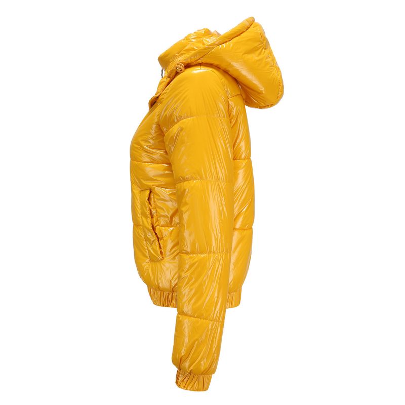 Giacca invernale leggera con cappuccio da donna, rivestimento impermeabile 20D, capospalla lucido a maniche lunghe per moda e comfort._voghion.com