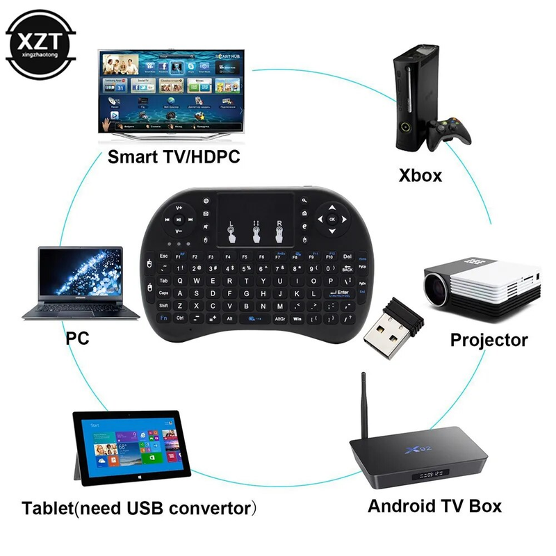 Clavier sans fil i8 2.4GHz, rétro-éclairage, Air Mouse, télécommande tactile, portable, pour Smart TV Box, ordinateur de bureau, 7 couleurs_voghion.com