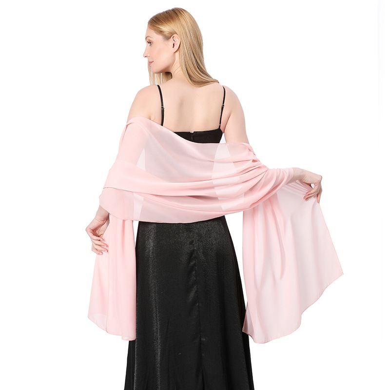 Scialle lungo in chiffon tinta unita di alta qualità per sposa, damigelle, abito da sposa, ballo di fine anno, cena, scialle da donna_voghion.com