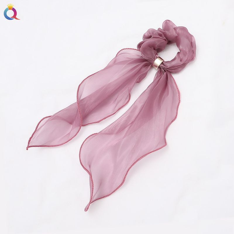 Elástico de cabelo com fita de cetim - Acessórios de cabelo com laço elegante para mulheres (cor sólida, ajustável, antiderrapante)_voghion.com