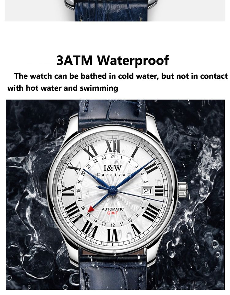 Carnival Brand IW High-End Series Luksusowy zegarek mechaniczny z szafirowym mechanizmem MIYOTA dla mężczyzn, moda, automatyczna data, zegarki męskie_voghion.com