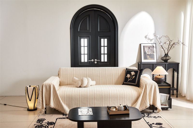 Premium Chenille Sofa Cover - Universal All-Season Protector, Anti-Slip, Cat-Proof, Full Coverage For 3-Seater Couches In Herringbone Pattern_voghion.com