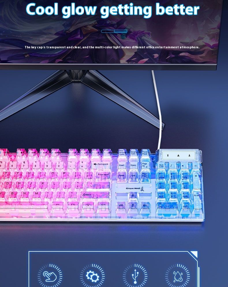 Great Wall 18 Kablolu Klavye Aydınlatmalı Gerçek Robotik Kol Sensörü Lenovo HP Oyun Masaüstü Dizüstü Bilgisayarı İçin_voghion.com