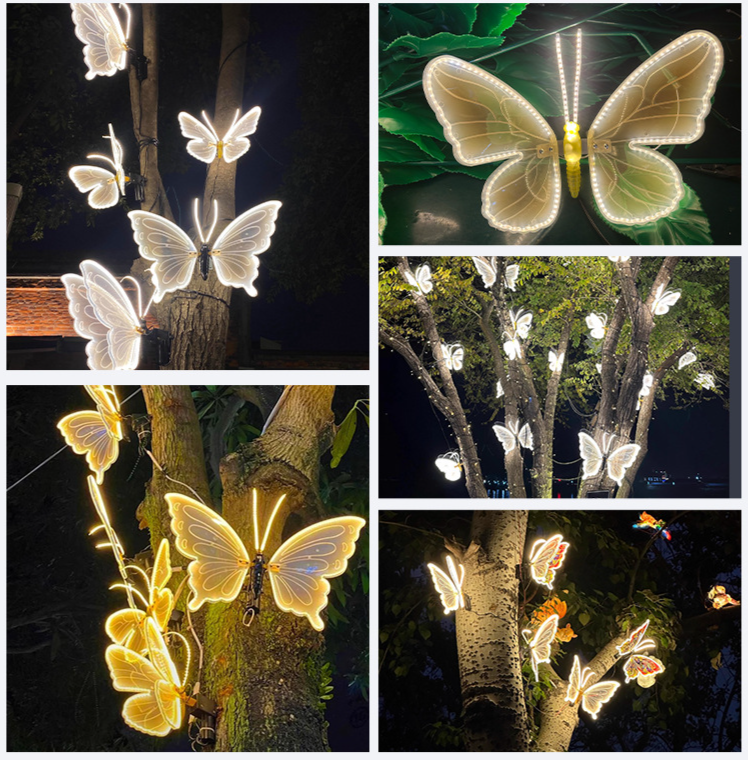 Outdoor Waterproof Luminous Dynamic Landscape Automatic Spreading Wings Electric Simulation Butterfly Garden Insect Lamp_voghion.com