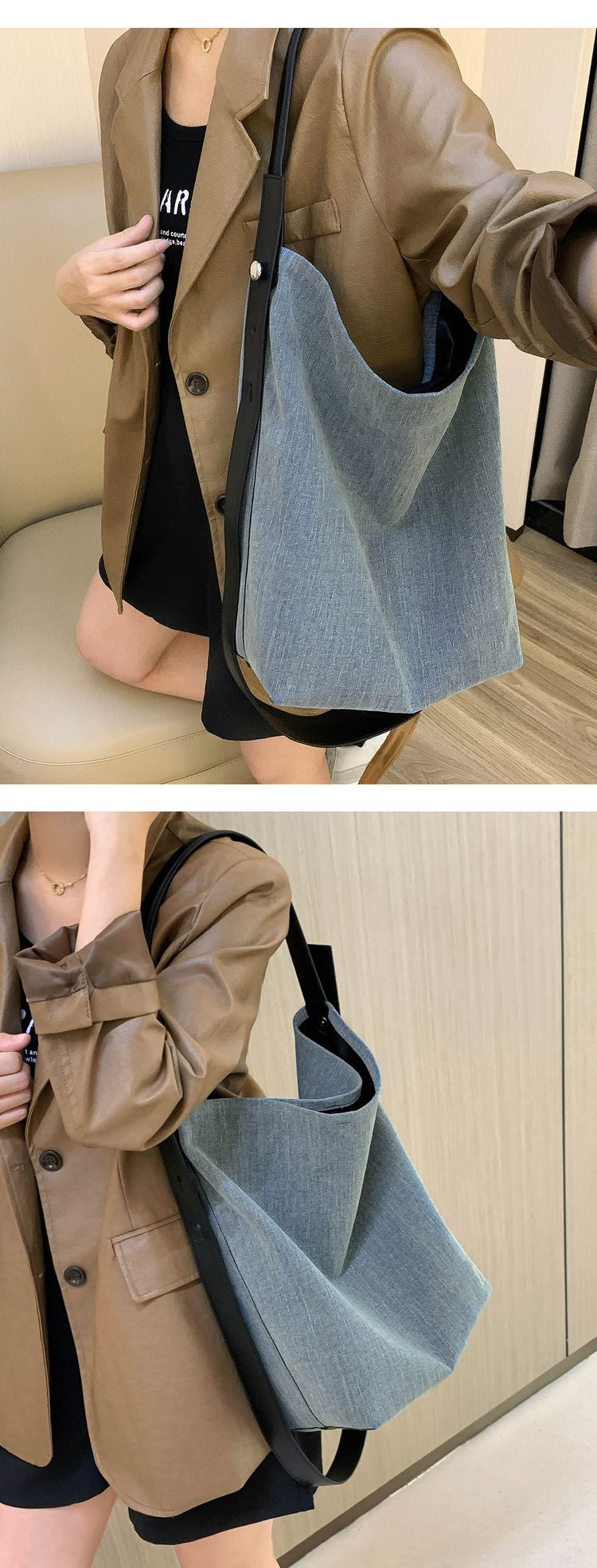 Casual Lazy Style Cowboy Tote Bag 2025 Spring And Summer New Single Shoulder Crossbody Women's Bag Fashion Hundred Leisure Daily_voghion.com