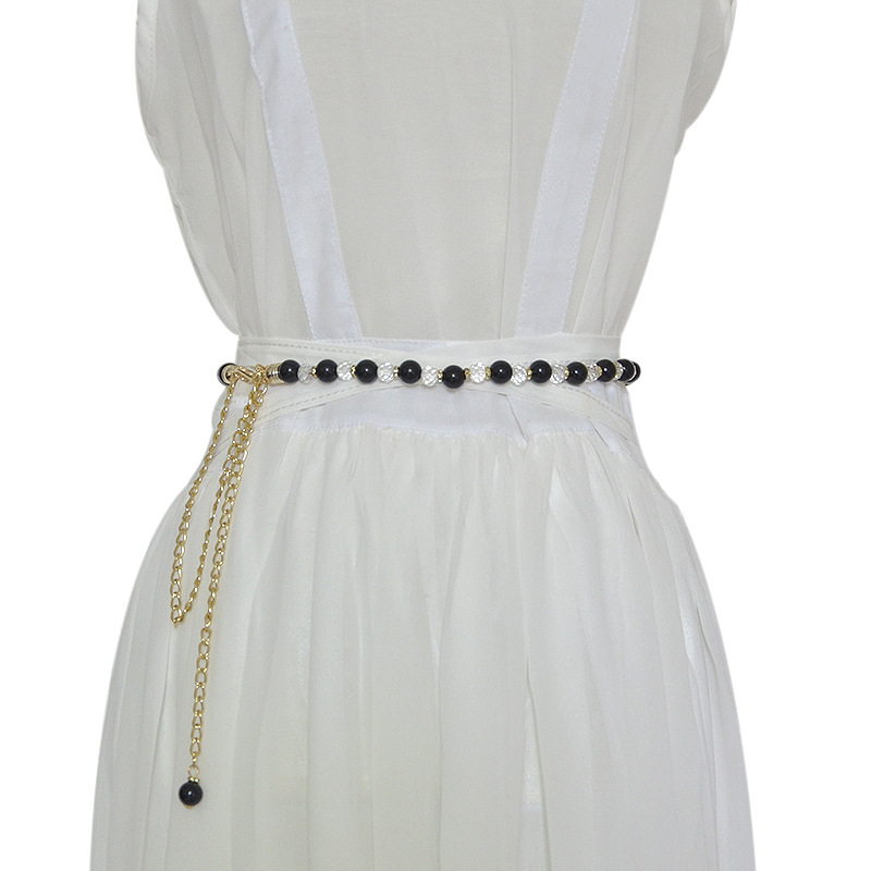 Perlen-Taillenkette für Damen, luxuriöses und süßes Temperament, vielseitiger Rock, Pelz, Bauchtanz-Körperkette für Damen_voghion.com