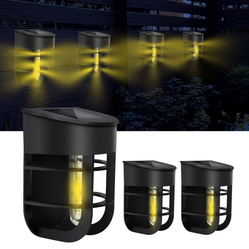 Solarbetriebene Vintage-Wandlaterne – Einstellbares warmweißes Licht, Aussparungsdesign für Zaun- und Gartendekoration_voghion.com