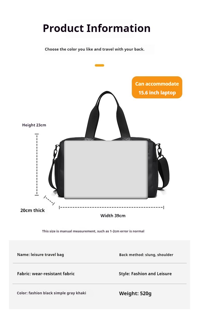 Dry wet separation fitness outdoor leisure travel bag large capacity short distance leisure luggage bag_voghion.com