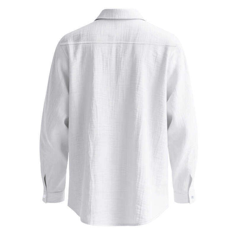 Chemise décontractée en lin pour homme – Chemise boutonnée respirante avec col à revers (blanc/noir/vert kaki/bleu clair, tailles S à XXXL)_voghion.com