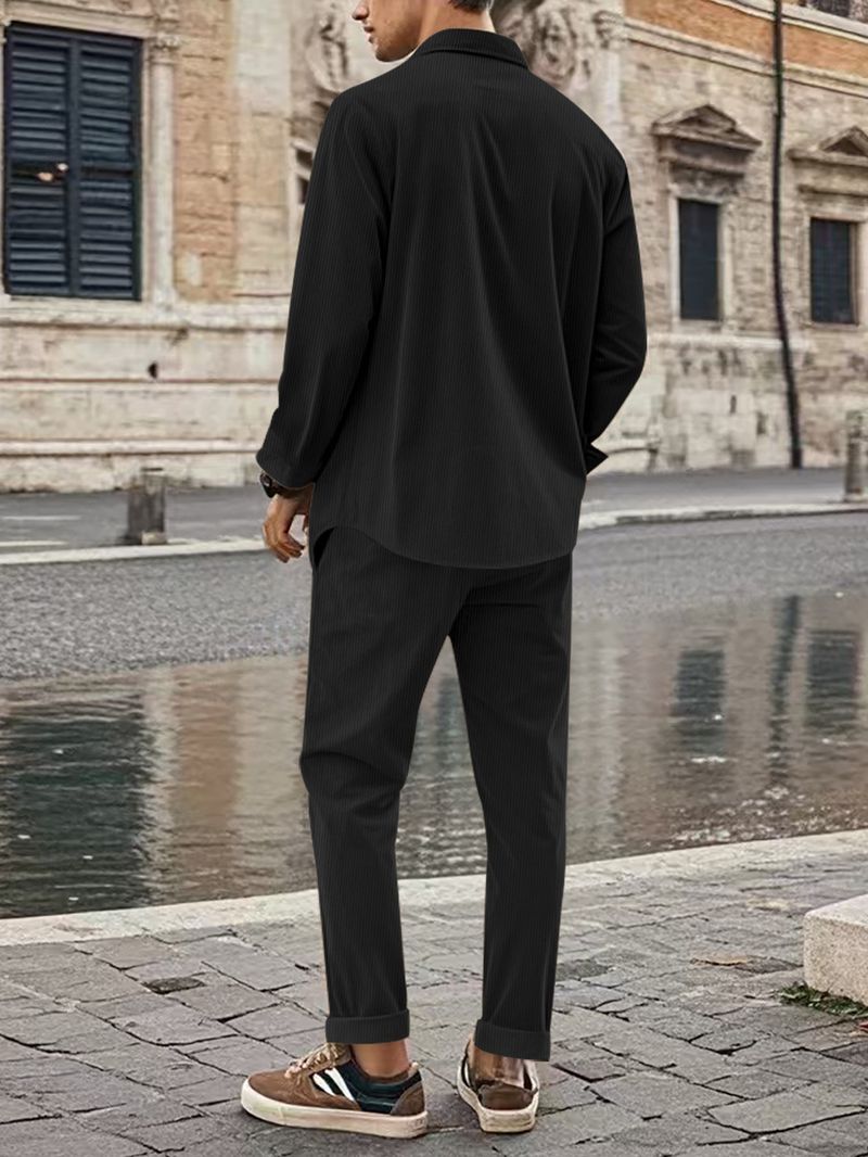 Nuovo set di pantaloni lunghi con maniche a cardigan e camicia casual autunnale in velluto a coste da uomo_voghion.com