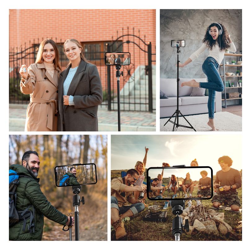 78in Phone Tripod Stand, Extendable and Lightweight Frosted Tripod Stand Cell Phone Mount Holder Wireless Remote for iPhone & Android Phone Photograph_voghion.com