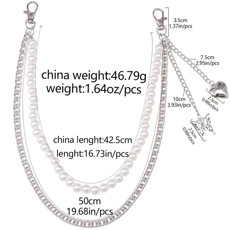 Jewelry Fashion, Minimalist Design, Butterfly Multi-layer Cool Style, Thick Chain, Pearl Pants Chain_voghion.com