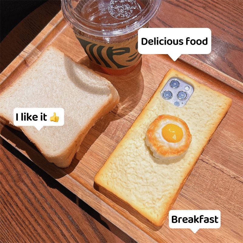 Toast & Egg IPhone Case – Cute Food-Themed Shockproof TPU Cover For IPhone 11/12/13/14/15/16 Pro/Max – Anti-Drop Bumper & Raised Bezels_voghion.com