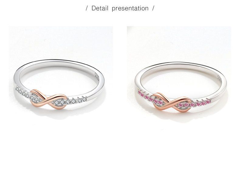 Women's Jewelry S925 Silver Ring Small Fresh Lucky 8 Shaped Ring Inlaid With Zircon Simple And Fashionable Single Row Tail Ring_voghion.com