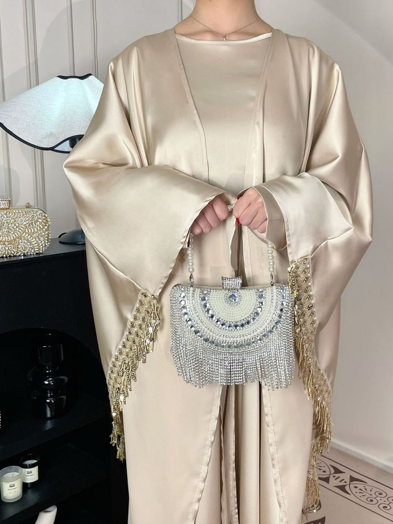 Women's Clothing Muslim Clothing Abaya Cape Tassel Dress Shawl Outer Skirt Suit_voghion.com