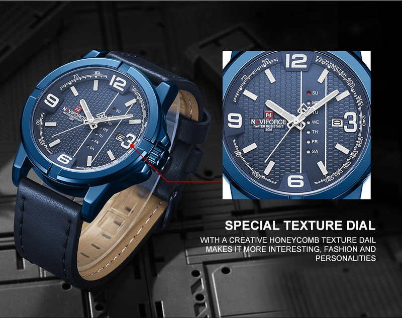 NAVIFORCE/Lingxiang 9177 Waterproof Quartz PU with Calendar Men's Business Watch_voghion.com