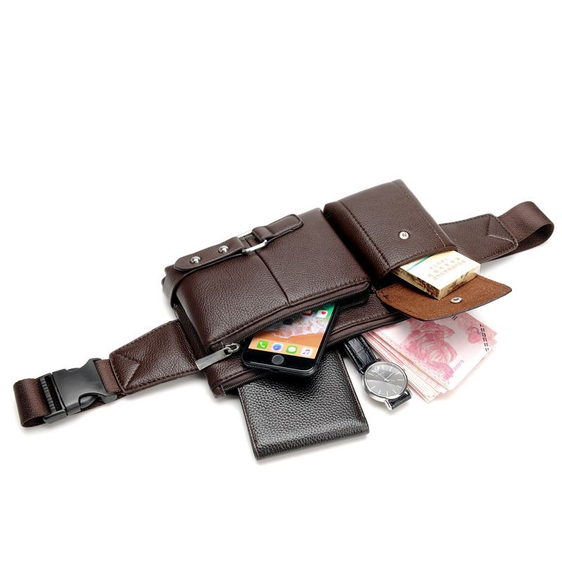 Nuovo marsupio multifunzionale da uomo in vera pelle, borsa a tracolla sportiva e per il tempo libero_voghion.com