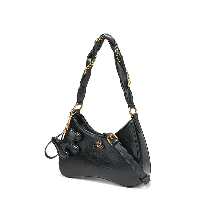 Borsa a secchiello in pelle nuova e versatile COCIO, design di nicchia, borsa da donna in tinta unita, molto venduta_voghion.com