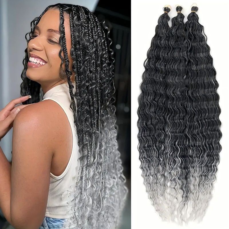 Deep Water Wave Crochet Hair Extensions – Europäischer und amerikanischer Stil, Kunstfaser, lockige Perücke_voghion.com