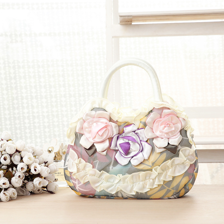 Mittelgroße neue Schlüsseltasche für Damen, koreanische Version der Damenhandtasche, einfarbige Damenhandtasche mit Reißverschluss aus Spitze._voghion.com