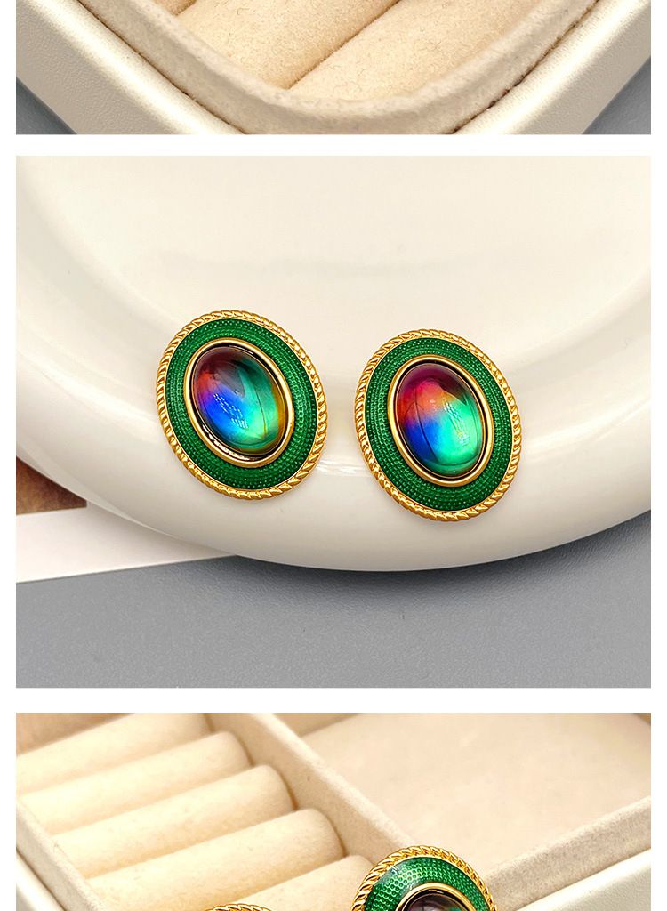 Orecchini in cristallo temperato con gradiente di smalto geometrico a vento, accessori per le orecchie personalizzati alla moda e di alta qualità_voghion.com