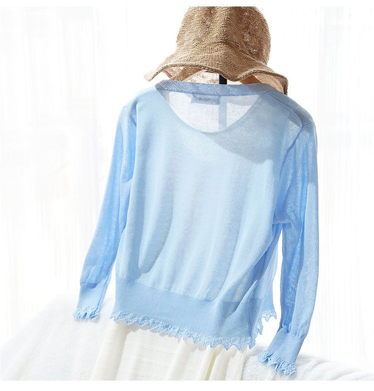 Yangmei Store 2025 New Cardigan Ice Silk Knitted Air Conditioning Women's Summer Short Style Outer Sunscreen Coat Shawl_voghion.com