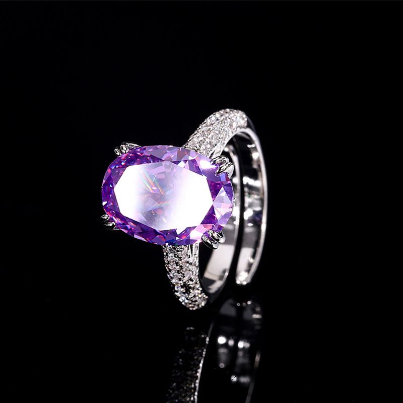 Charms Iced Cut Oval 10*14MM Amethyst Topas Smaragd Ringe High Carbon Diamant Ehering für Frauen Schwanz Party Feine_voghion.com