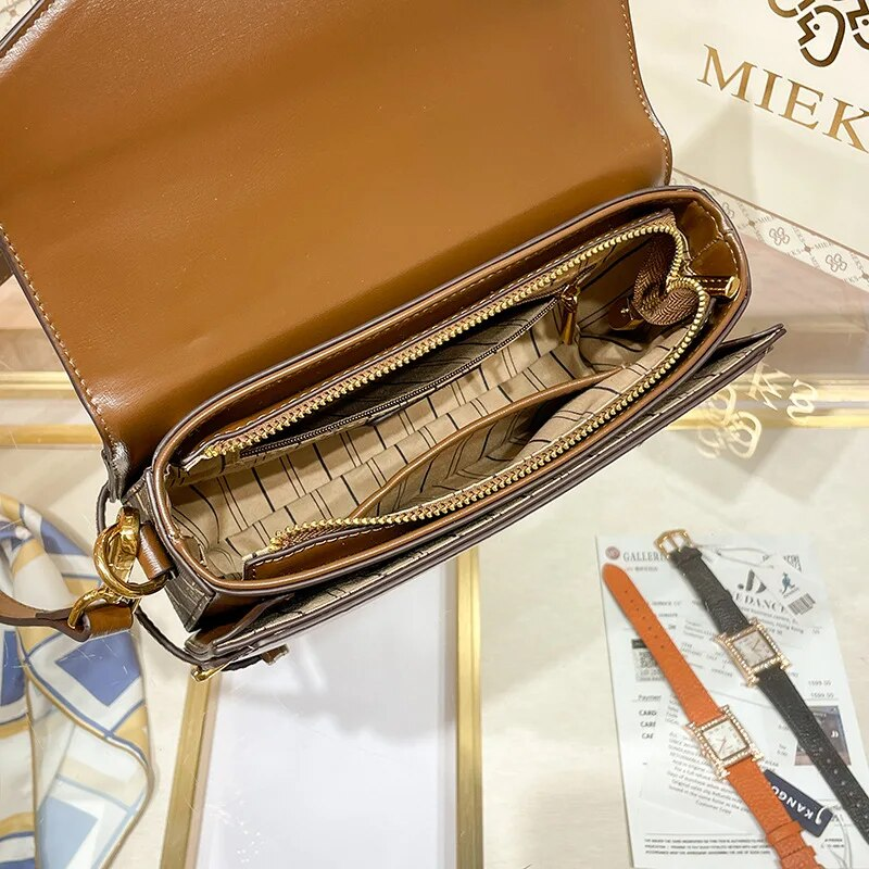 Borse a tracolla con stampa vintage per donna Borsa a tracolla elegante francese autunnale 2024 Nuova borsa a mano in PU di alta qualità Bolso Сумка_voghion.com