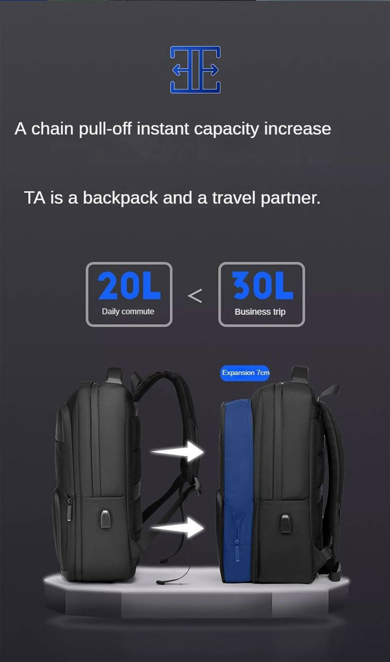 Wasserdichter verschleißfester Rucksack aus Oxford-Gewebe mit Schuhfach, erweiterbar und großem Fassungsvermögen, unisex_voghion.com