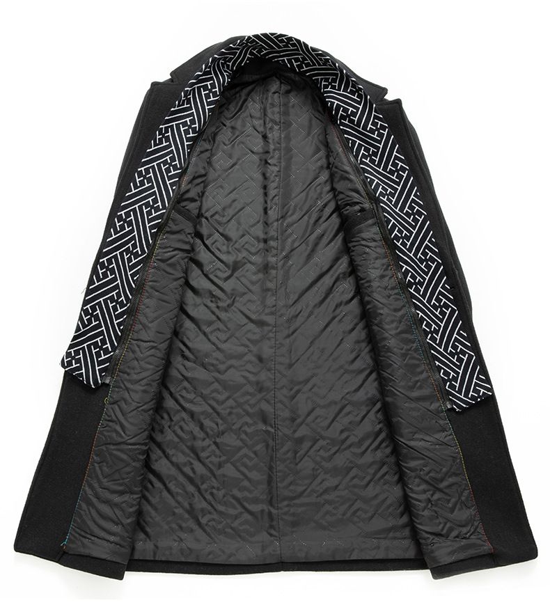 Trench da uomo in misto lana con sciarpa - Elegante soprabito lungo per l'inverno (cammello, nero, grigio) - Vestibilità slim e antipiega_voghion.com