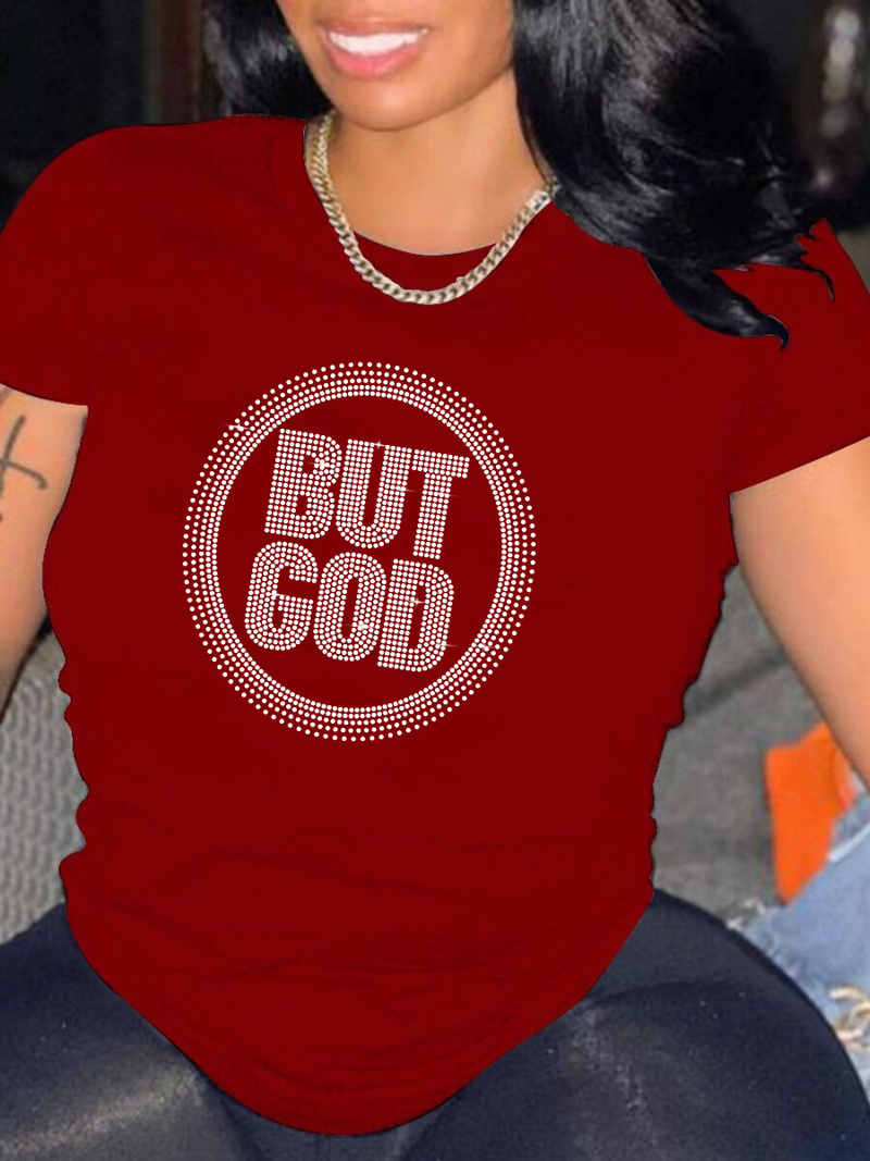 T-shirt da donna a maniche corte ampia con collo rotondo stampato a cartoni animati_voghion.com