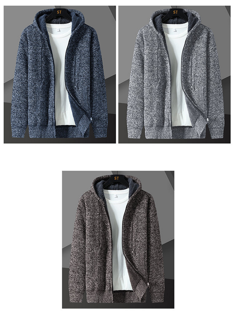 Herrenbekleidung plus warme Kaschmirpullover Strickwaren Herbst und Winter neue Strickjacke mit Kapuze große Freizeitjacke_voghion.com