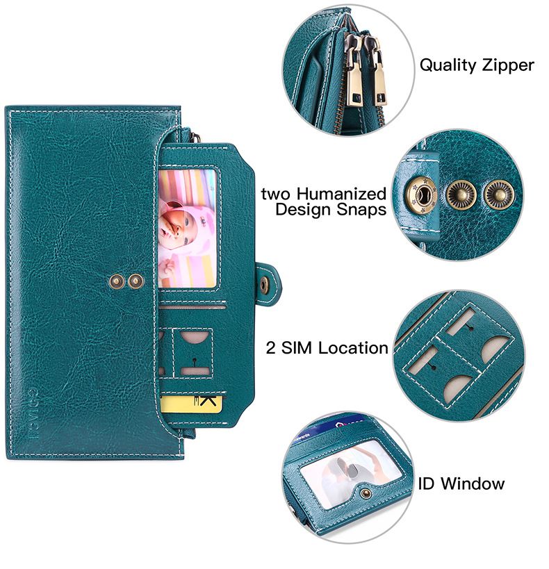 Large Capacity Women's Oil Wax Cowhide Vintage Card Bag Multi-Card Zipper Mobile Phone Bag Multifunctional Wallet_voghion.com