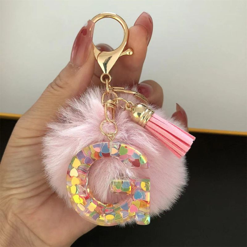 Beliebte Haar Ball Harz Englisch Anhänger Bunte Tropf Kleber Liebe Brief Schlüsselanhänger_voghion.com