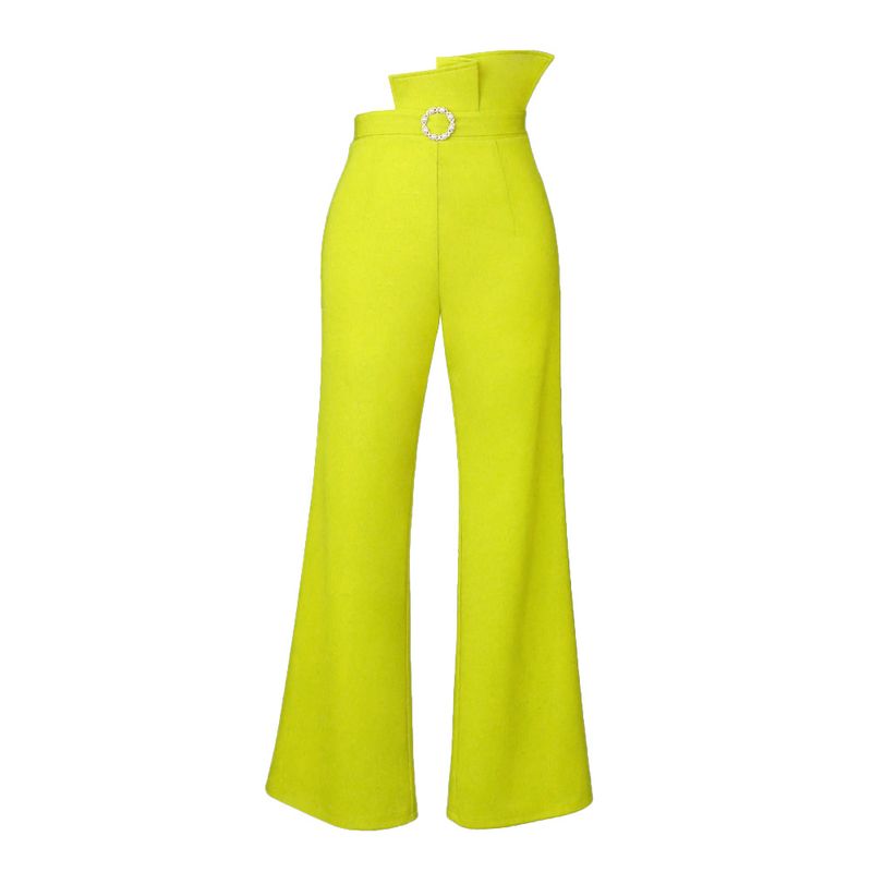 Plus size comfortable breathable casual pants large size asymmetric waist women's flared pants woman dress_voghion.com