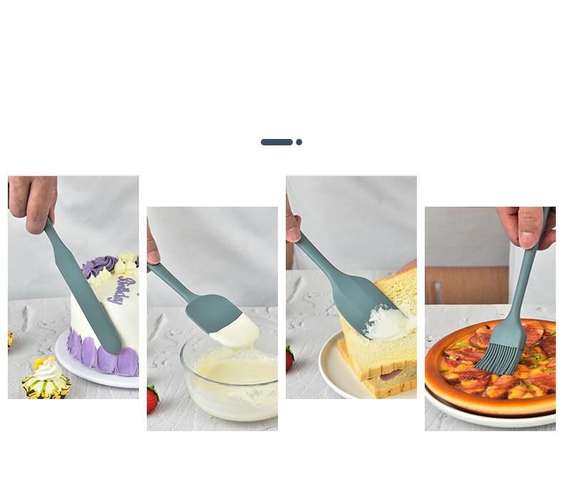 High Temperature Resistant Silicone Spatula Set Cake Cream Bread Spread Scraper Seasoning Brush Integrated Baking Dense_voghion.com