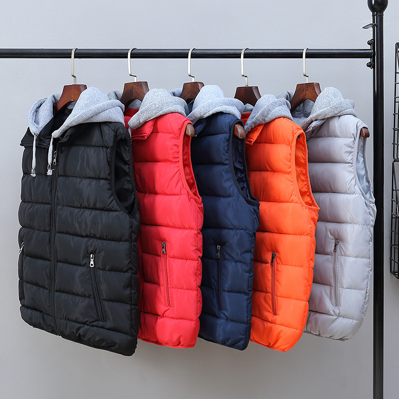 Down cotton for autumn and winter, men's outerwear warm hooded vest, oversized trendy brand camisole, female vest_voghion.com