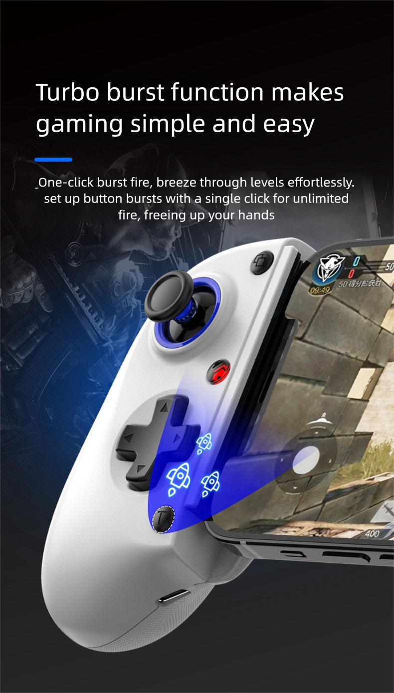 D11 Stretchable Game Wireless Bluetooth Hall Trigger Macro Back Button Switch Android IOS Streaming Controller PC_voghion.com