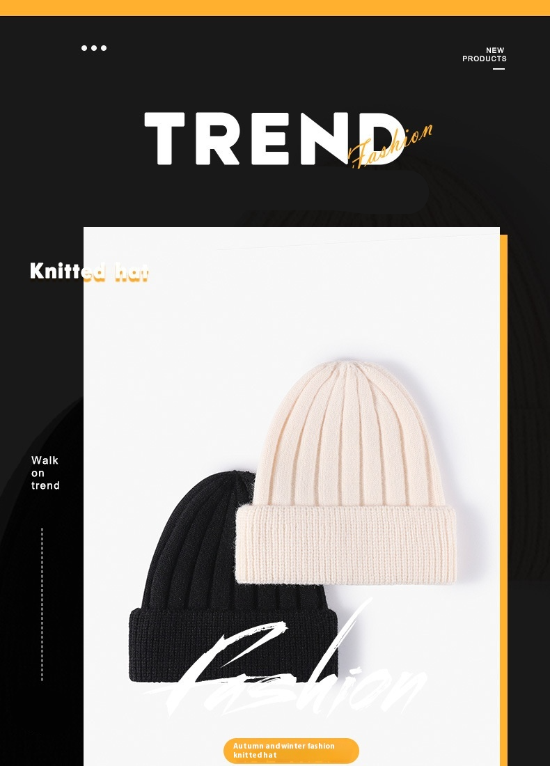 Knitted Hat For Women Versatile In Europe And America Warm And Cold Hat For Autumn And Winter Fashionable Outdoor Thick Men's Woolen Hat_voghion.com