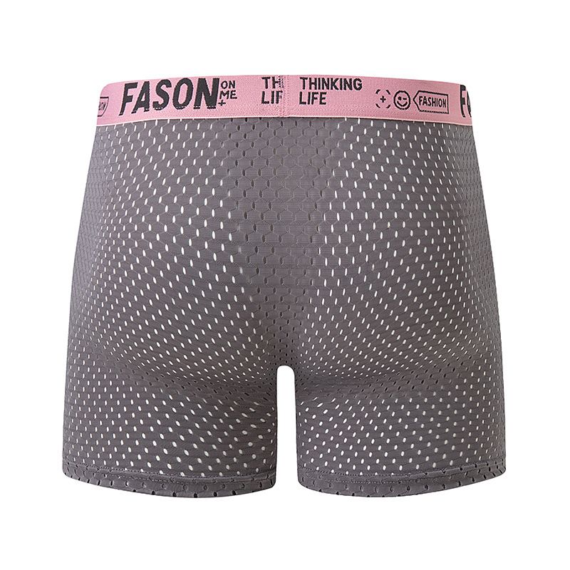 Overseas Platform Men's Ice Silk Long Boxer Briefs Breathable Mesh Four-Corner Underwear Youth Shorts_voghion.com