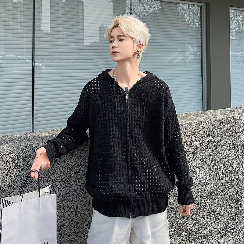 Herbst Winter Neue Aushöhlen Langarm Strickjacke Jacke Für Männer Und Frauen Mit Kapuze Design Trendy Marke_voghion.com