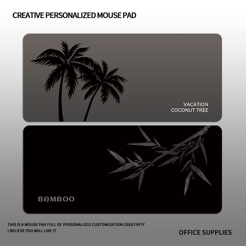 Minimalist Black Mouse Large Size High-End Feel Office Desk Mat Laptop Non-Slip Dirt-Resistant Keyboard Pad_voghion.com