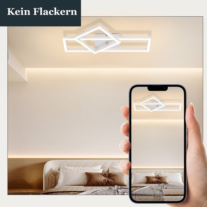 Glitzerlife Deckenlampe LED Deckenleuchte Weiß-20W Modernes Design Küchenlampe Warmweiß Schlafzimmerlampe Eckig Deckenleuchten Für Wohnzimmer Kinderzimmer Esszimmer_voghion.com