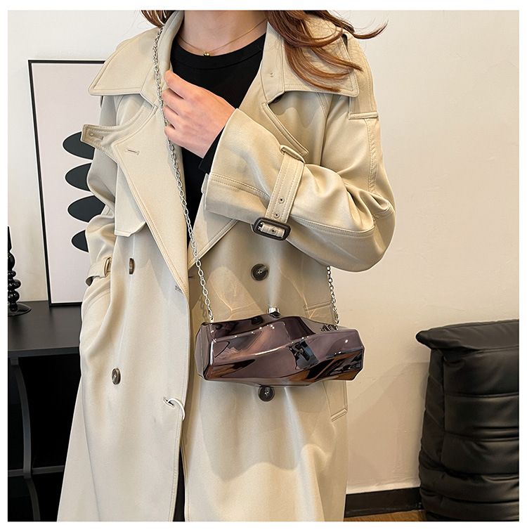 Borsa a tracolla da donna Borsa in argento premium Borsa a scatola da donna Borsa a tracolla con catena in acrilico alla moda_voghion.com